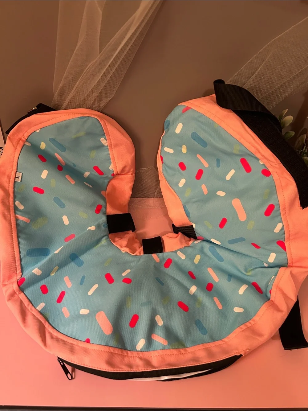 Sprinkle Donut Pattern Dog Inflatable Recovery Collar - Blue & Pink